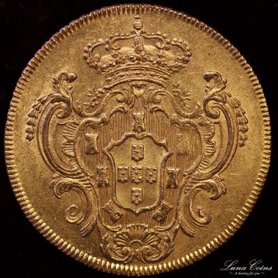 ブラジル　1781年R　6400レイス金貨　EF　状態良好人気の南米コイン
