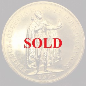 ハンガリー 1908年銘　100コロナ　大型金貨　ヨーゼフ1世UNC+