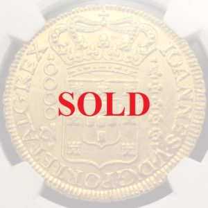 ブラジル1727M　20,000レイス超大型金貨NGC　MS62未使用 買いの一枚